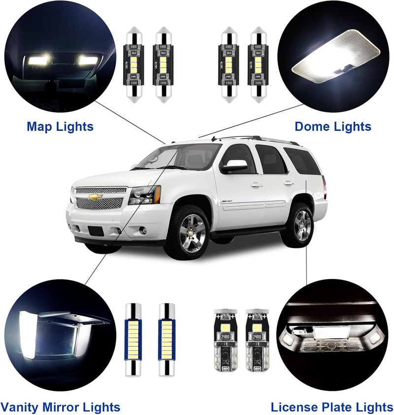 EASY EAGLE 15Pcs Car Interior Lights: Super Bright Bulbs 6000K White LED for 2007 2008 2009 2010 2011 2012 2013 2014 Chevy Tahoe/Suburban Lighting Package Kit Includes Light Accessories + Install Tool - Image 2